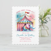 Niedlicher Wasserfarbkreis Elefant Geburtstag Einladung (Stehend Vorderseite)