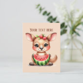 Niedlicher Wassermelon Kangaroo hinzufügen Postkarte (Stehend Vorderseite)