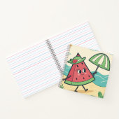 Niedlicher Wassermelone-Charakter am Strand - Note Notizblock (Innenseite)