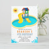 Niedlicher Wasserpark - Geburtstagsthema Einladung (Stehend Vorderseite)
