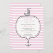 NIEDLICHER Wasserstrahl Rosa Ankermädchen Kinderdu Einladung (Vorne/Hinten)