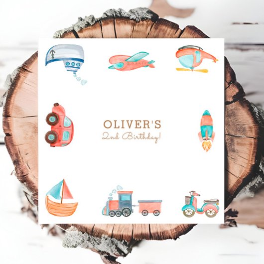 Niedlicher Wasserstraßenverkehr Junge Geburtstagsp Serviette