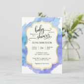 Niedlicher Watercolor-blaue Türkis JUNGE Einladung (Stehend Vorderseite)