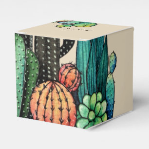 Niedlicher Watercolor-Kaktus-Garten im Topf Geschenkschachtel