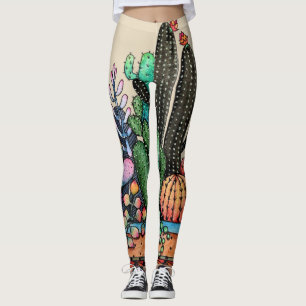 Niedlicher Watercolor-Kaktus-Garten im Topf Leggings