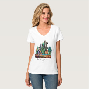 Niedlicher Watercolor-Kaktus-Garten im Topf T-Shirt