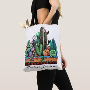 Niedlicher Watercolor-Kaktus-Garten im Topf Tasche