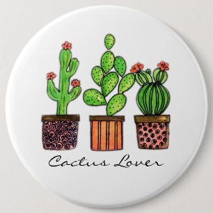 Niedlicher Watercolor-Kaktus in den Töpfen Button
