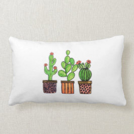 Niedlicher Watercolor-Kaktus in den Töpfen Lendenkissen