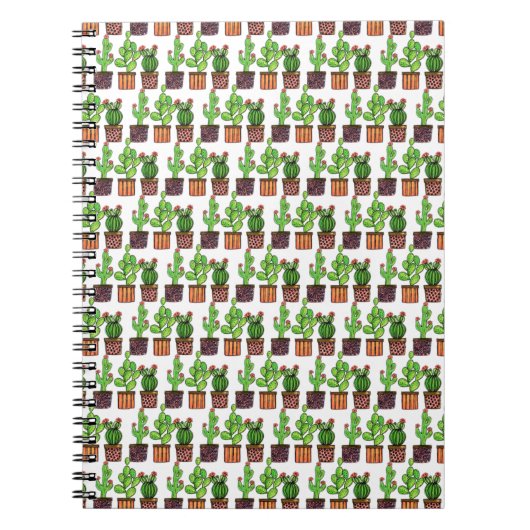 Niedlicher Watercolor-Kaktus in den Töpfen Notizblock (Vorderseite)