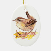 Niedlicher Watercolor Wren Bird, Natur, Wildtier Keramikornament (Hinten)