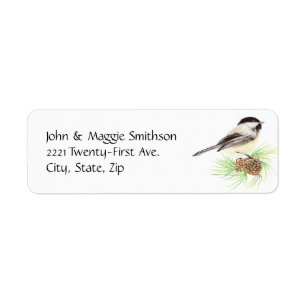 Niedlicher Watercolorchickadee-Vogel-Kiefern-Baum