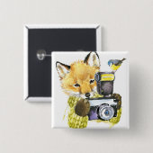 Niedlicher WatercolorFox, der Fotos macht Button (Vorne & Hinten)