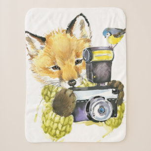 Niedlicher WatercolorFox, der Fotos macht Sherpadecke