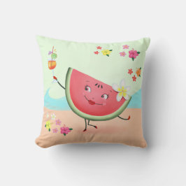 Niedlicher Watermelon-Charakter und Strand Kissen