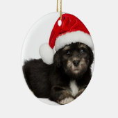 Niedlicher WeihnachtenHavanese Welpen-Hund Silbernes Ornament (Rechts)