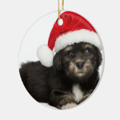 Niedlicher WeihnachtenHavanese Welpen-Hund Silbernes Ornament (Links)