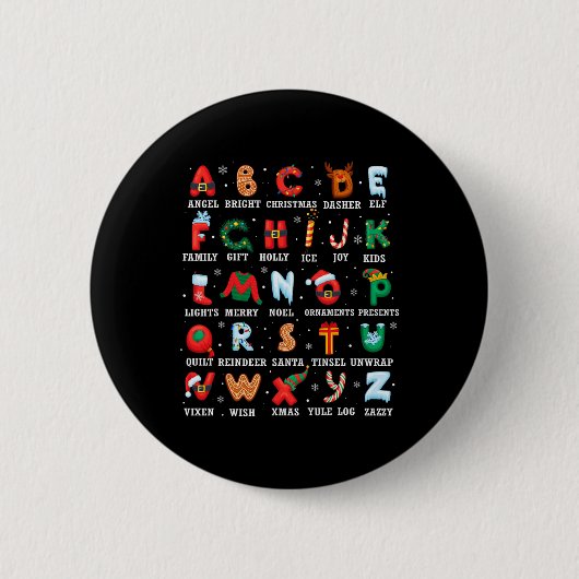 Niedlicher Weihnachts Alphabet Kindergarten Kinder Button (Vorderseite)