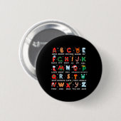 Niedlicher Weihnachts Alphabet Kindergarten Kinder Button (Vorne & Hinten)