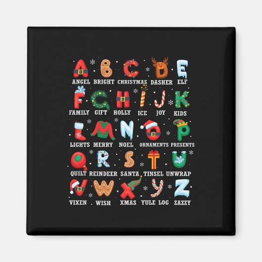 Niedlicher Weihnachts Alphabet Kindergarten Kinder Magnet (Vorne)