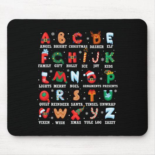 Niedlicher Weihnachts Alphabet Kindergarten Kinder Mousepad (Vorne)