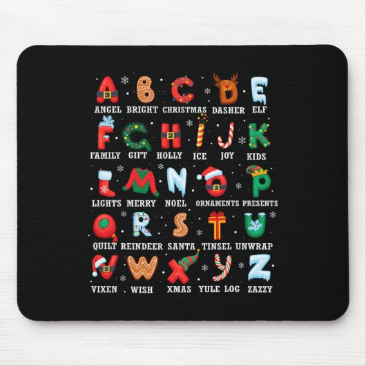 Niedlicher Weihnachts Alphabet Kindergarten Kinder Mousepad (Vorne)