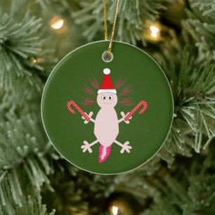Niedlicher Weihnachts-Axolotl-Individuelle Name Keramik Ornament