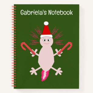 Niedlicher Weihnachts-Axolotl-Individuelle Name Notizblock