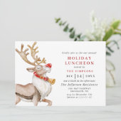 Niedlicher Weihnachts-Cartoon Reindeer HOLIDAY LUN Einladung (Stehend Vorderseite)