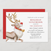 Niedlicher Weihnachts-Cartoon Reindeer HOLIDAY LUN Einladung (Vorne/Hinten)