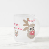 Niedlicher Weihnachts-Cartoon Reindeer Winter Whit Mattglastasse (VorderseiteRechts)