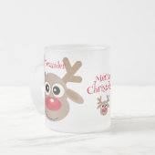 Niedlicher Weihnachts-Cartoon Reindeer Winter Whit Mattglastasse (Vorderseite Links)