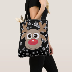 Niedlicher Weihnachts-Cartoon Rentier Schneeflocke Tasche