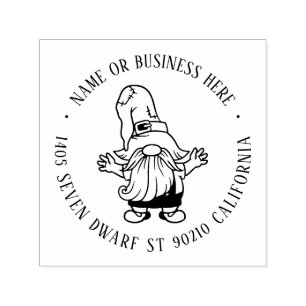 Niedlicher Weihnachts-Gnome-Cartoon Name Rücksende Permastempel