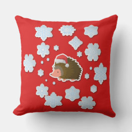 Niedlicher Weihnachts-Igel Weihnachtsmannmütze Icy Kissen