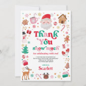 Niedlicher Weihnachts-Kindergeburtstag Dankeschön- Einladung (Vorderseite)