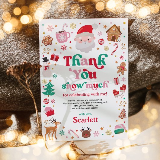 Niedlicher Weihnachts-Kindergeburtstag Dankeschön- Einladung