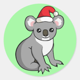 Niedlicher Weihnachts Koala in Weihnachtsmannmütze Runder Aufkleber