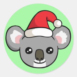 Niedlicher Weihnachts Koala in Weihnachtsmannmütze Runder Aufkleber
