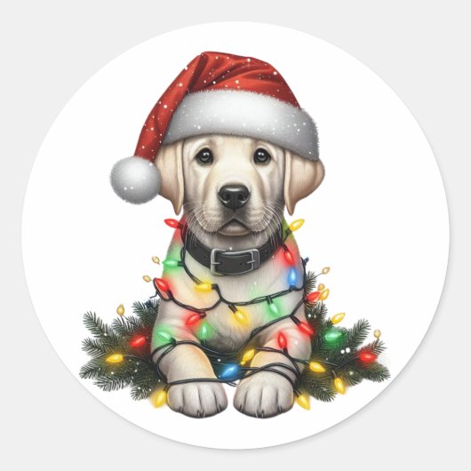 Niedlicher Weihnachts-Labrador Retriever Runder Aufkleber (Vorderseite)