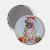 Niedlicher Weihnachts-Mops Dog Thermal Tumbler Magnet (Vorderseite/Rückseite)