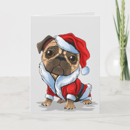 Niedlicher Weihnachts-Mops Santa Anzug Feiertagskarte