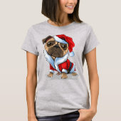 Niedlicher Weihnachts-Mops Santa Anzug T-Shirt (Vorderseite)