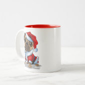 Niedlicher Weihnachts-Mops Santa Anzug Zweifarbige Tasse (Vorderseite Links)