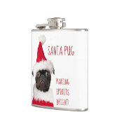 Niedlicher Weihnachts-Mops Weihnachtsfest Flachmann (Links)