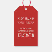 Niedlicher Weihnachts-Mops Welpe Santa Mergumas Geschenkanhänger (Rückseite)