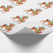 Niedlicher Weihnachts Red Bow Green Holly Reindeer Geschenkpapier (Ecke)
