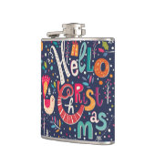 Niedlicher Weihnachts-Retro-Textentwurf Flachmann (Links)