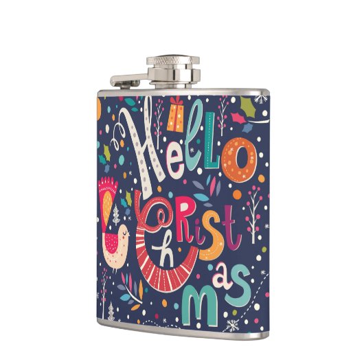 Niedlicher Weihnachts-Retro-Textentwurf Flachmann (Links)