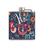 Niedlicher Weihnachts-Retro-Textentwurf Flachmann (Rückseite)